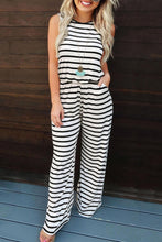 Load image into Gallery viewer, White/Black Stripe Jumpsuit
